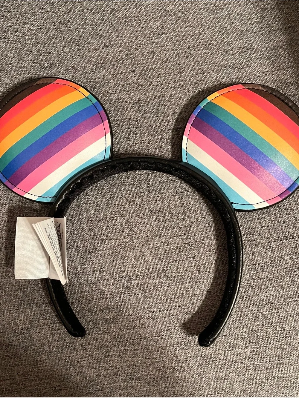 Official Disney Parks Mickey Mouse Progress Pride Flag Faux Leather Ear Headband